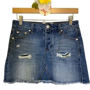 Altar’d State mini skirt denim distressed raw hem size xsmall